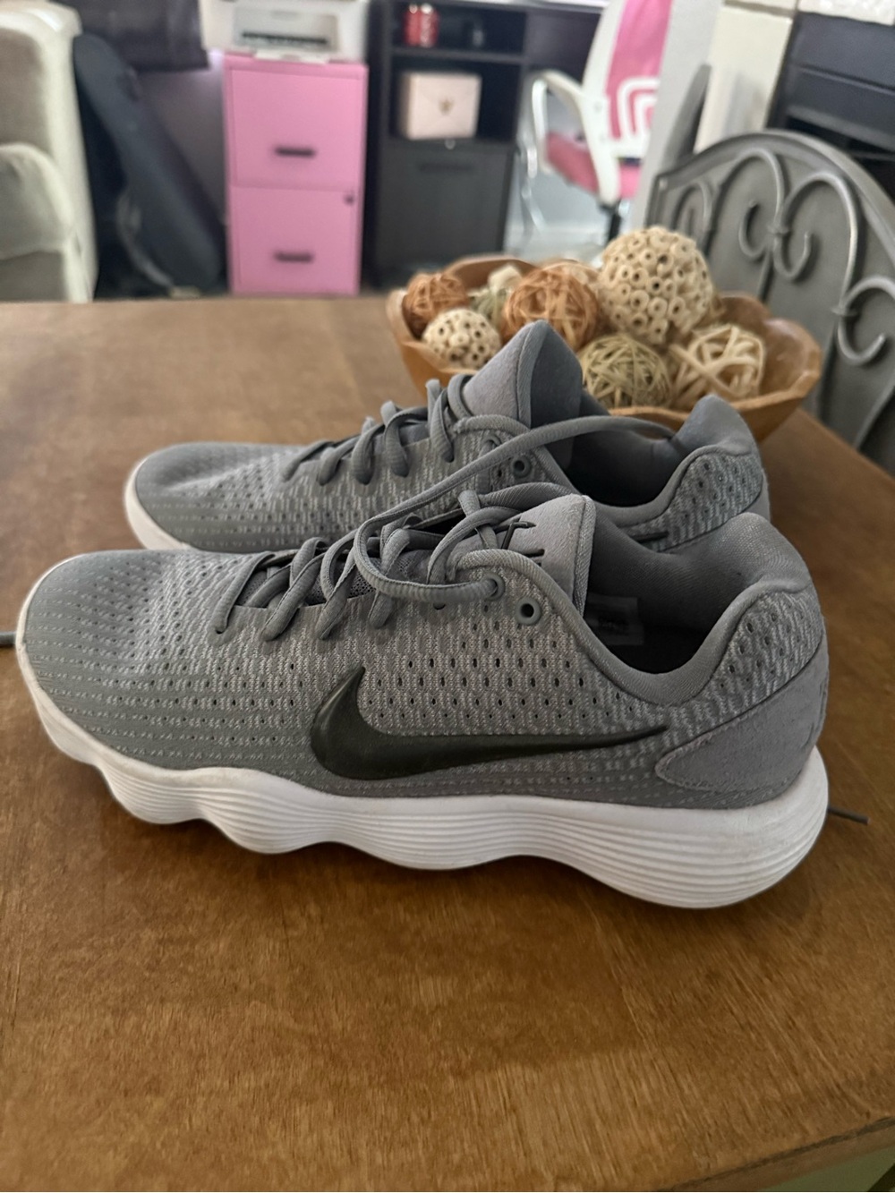 Nike Grey Knit Men's Running Sneakers with Black Swoosh